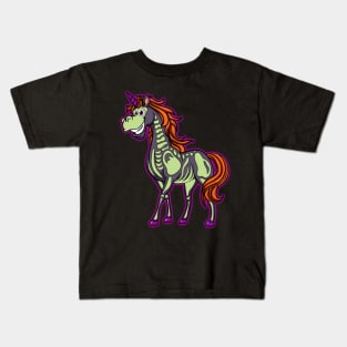 Halloween Ghost Spook Unicorn Skeleton Bone Gift Kids T-Shirt